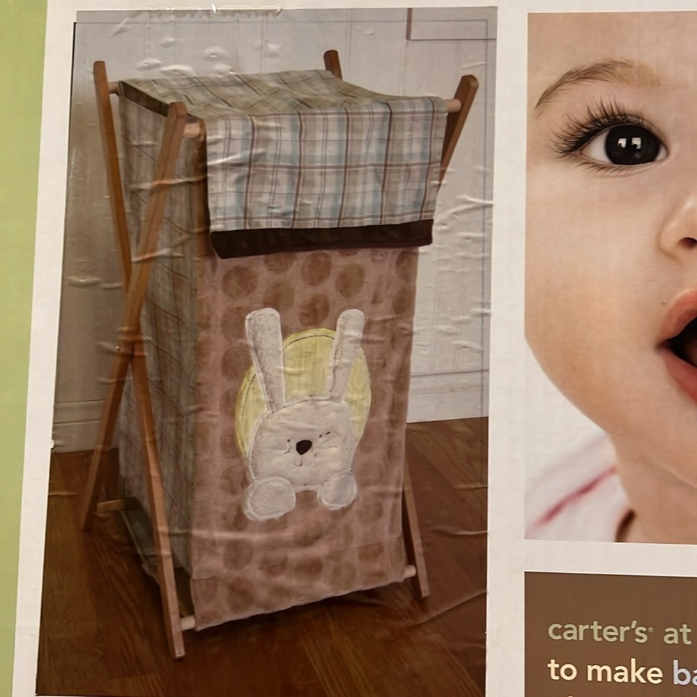 Carters best friends collection clothes/toy hamper new beige bunny 32.5”x14”x12”